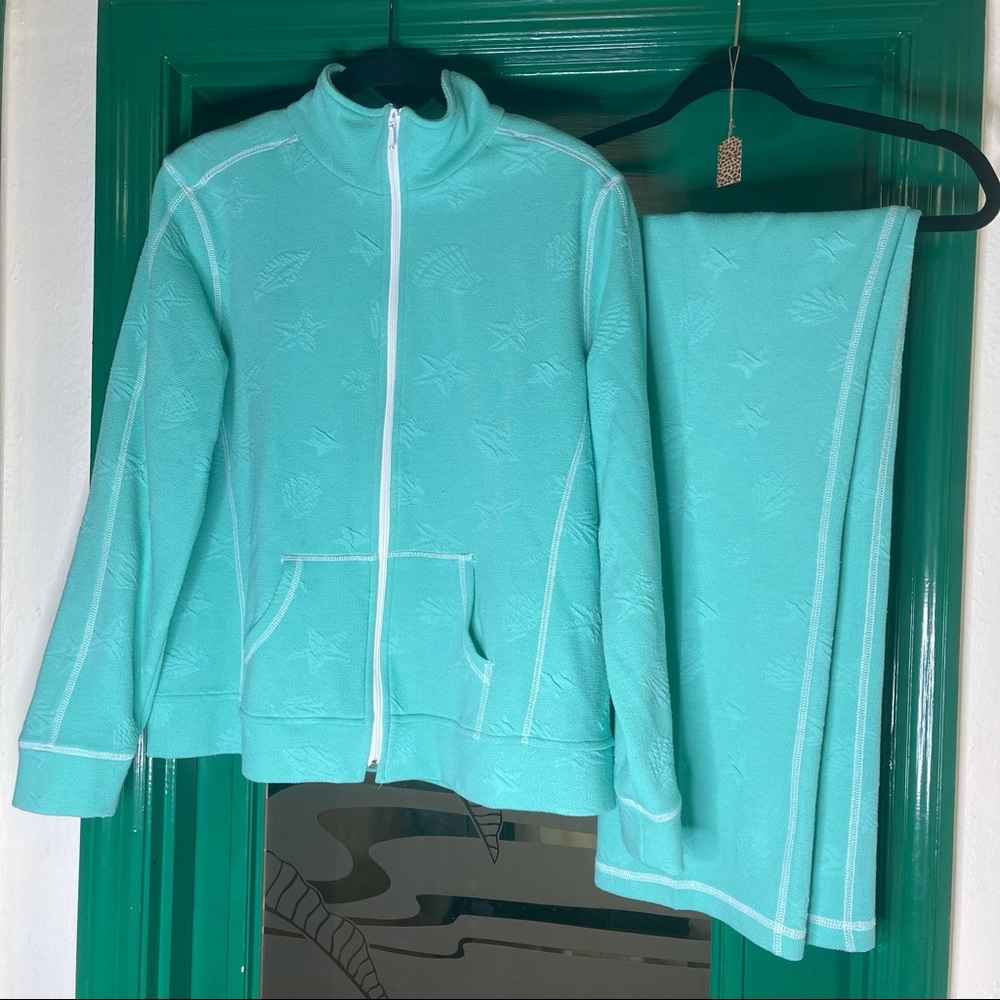 Pool or Beach Tracksuit Lounge Set Seashell Print Teal Mint by Rafael Sport
